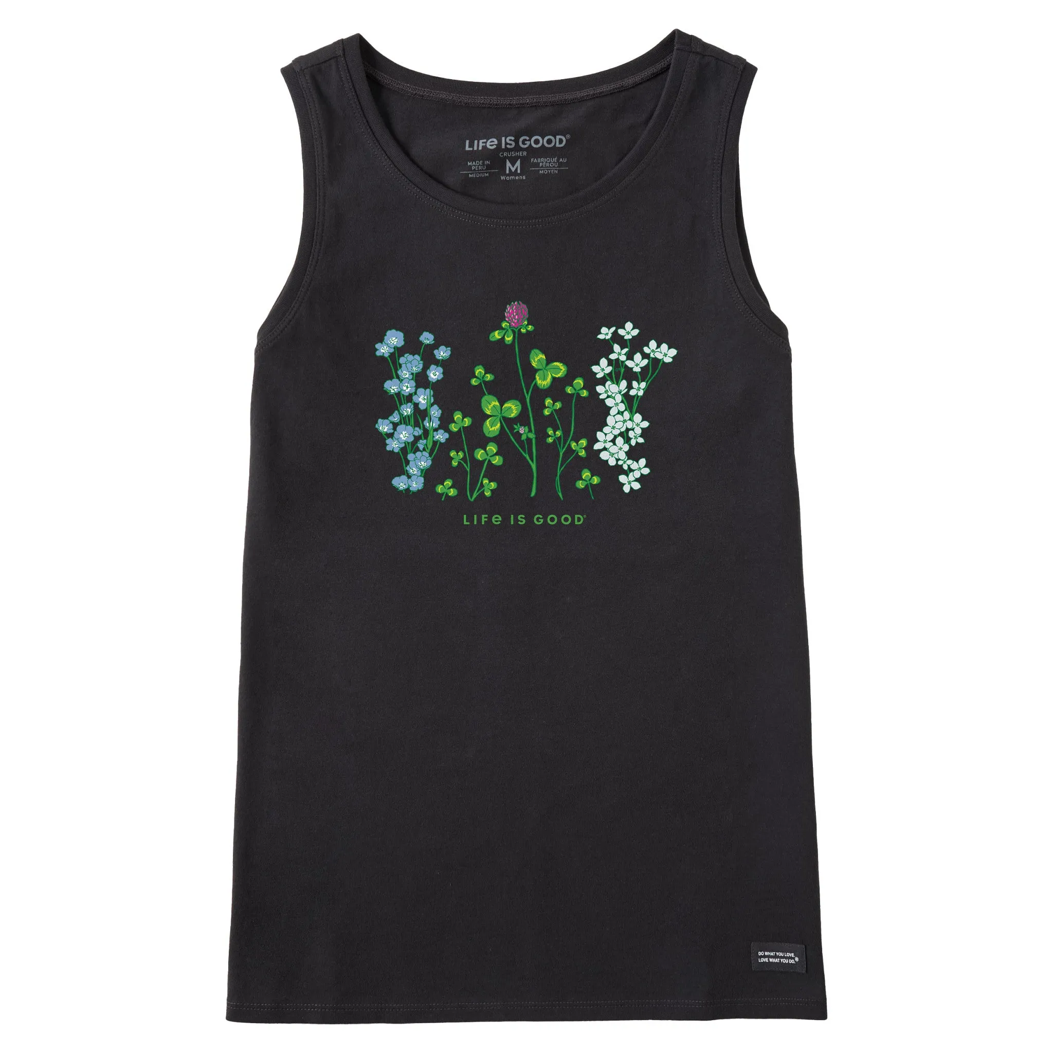 Women's Detailed Clovers and Wildflowers Crusher Tank Life is Good