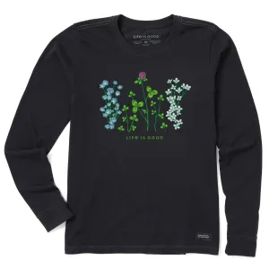 Women's Detailed Clovers and Wildflowers Long Sleeve Crusher Tee Life is Good