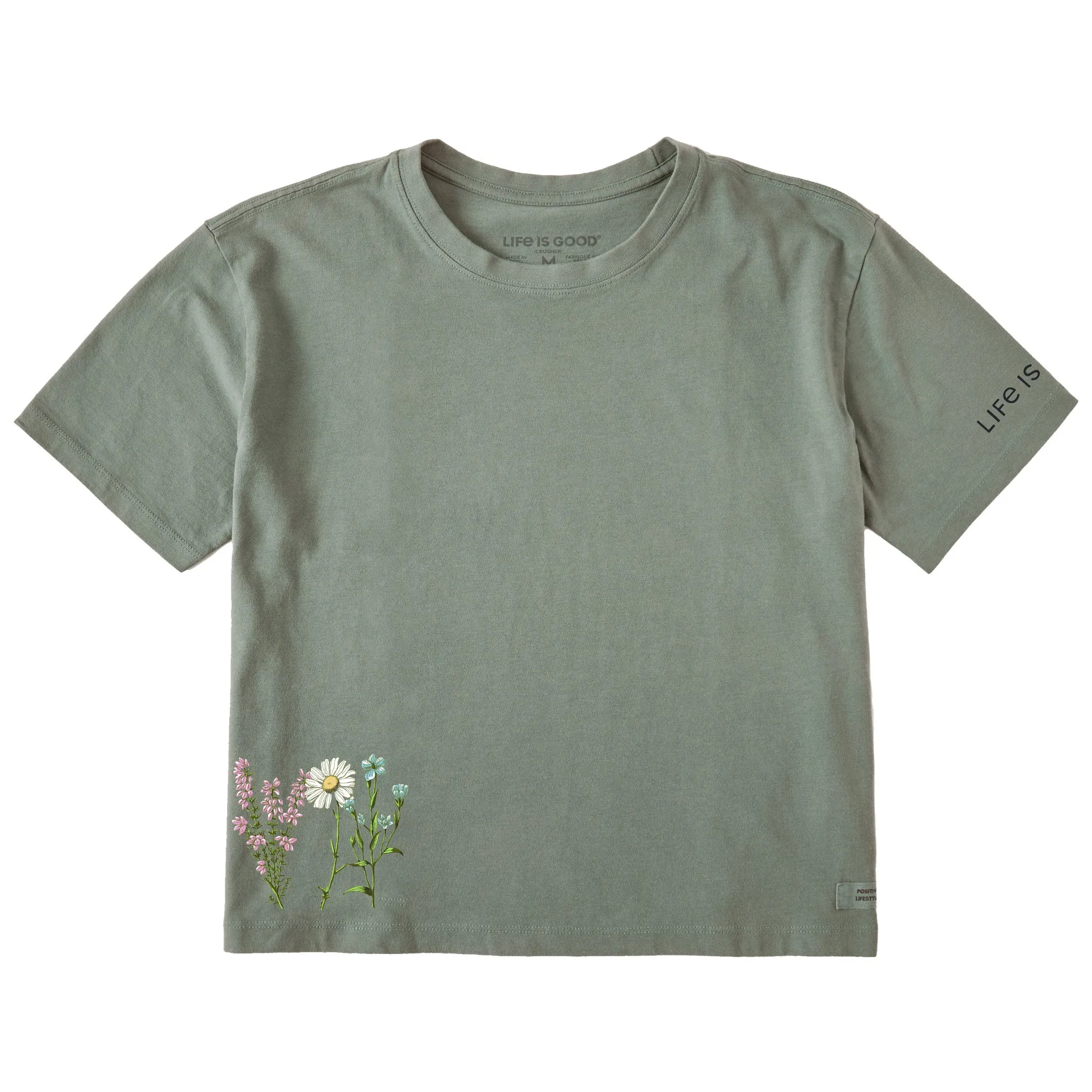 Women's Detailed Wildflower Garden Short Sleeve Crusher Boxy Tee Life is Good