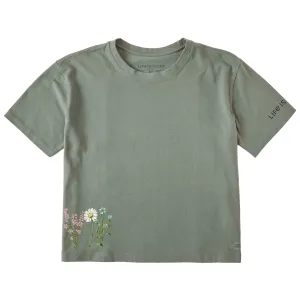 Women's Detailed Wildflower Garden Short Sleeve Crusher Boxy Tee Life is Good