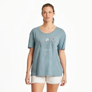 Women's Detailed Wildflowers Relaxed Fit Short Sleeve Slub Tee Life is Good