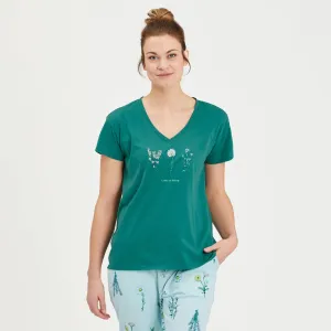 Women's Detailed Wildflowers Snuggle Up Relaxed Sleep Vee Life is Good
