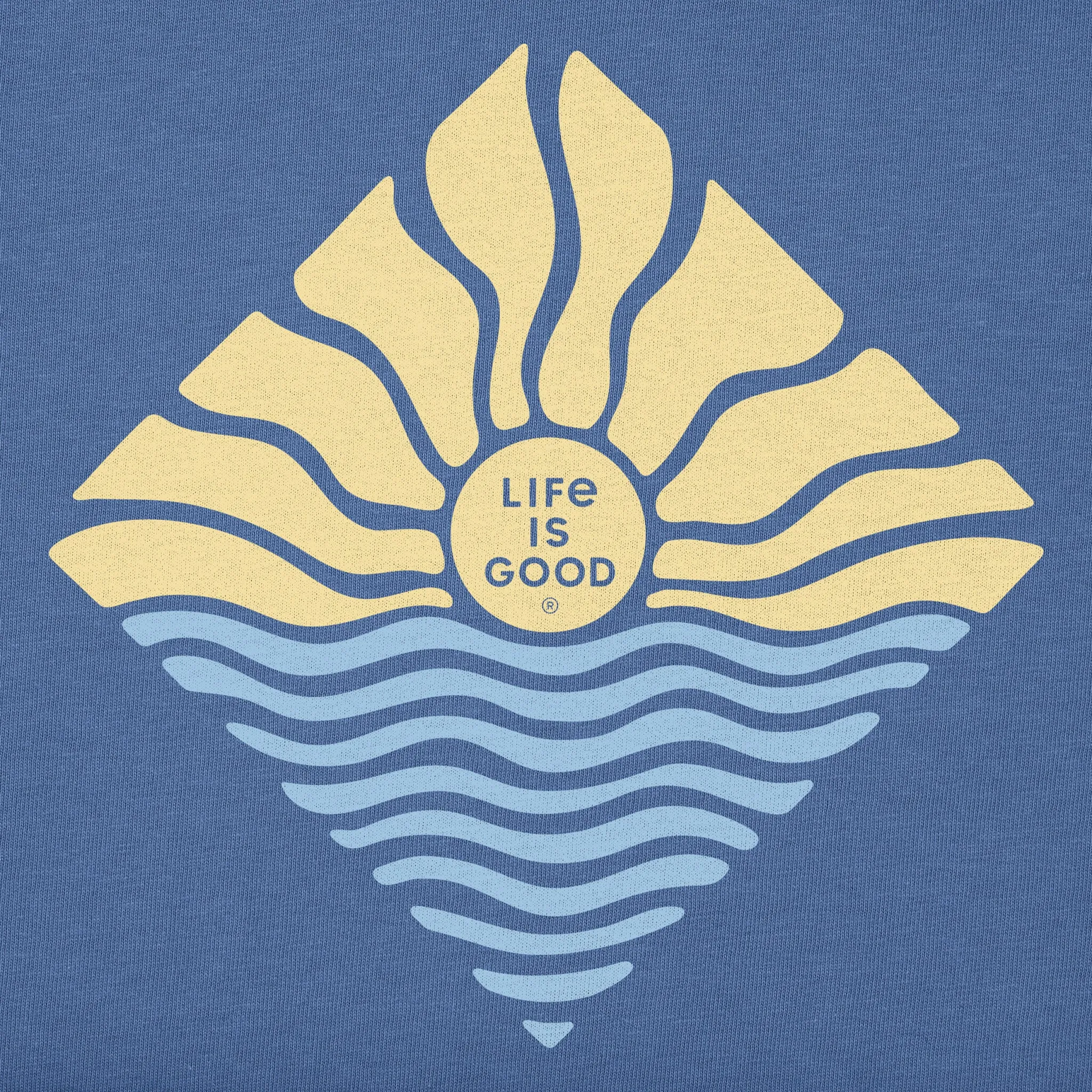 Women's Diamond Waves & Sun Short Sleeve Crusher Vee Life is Good