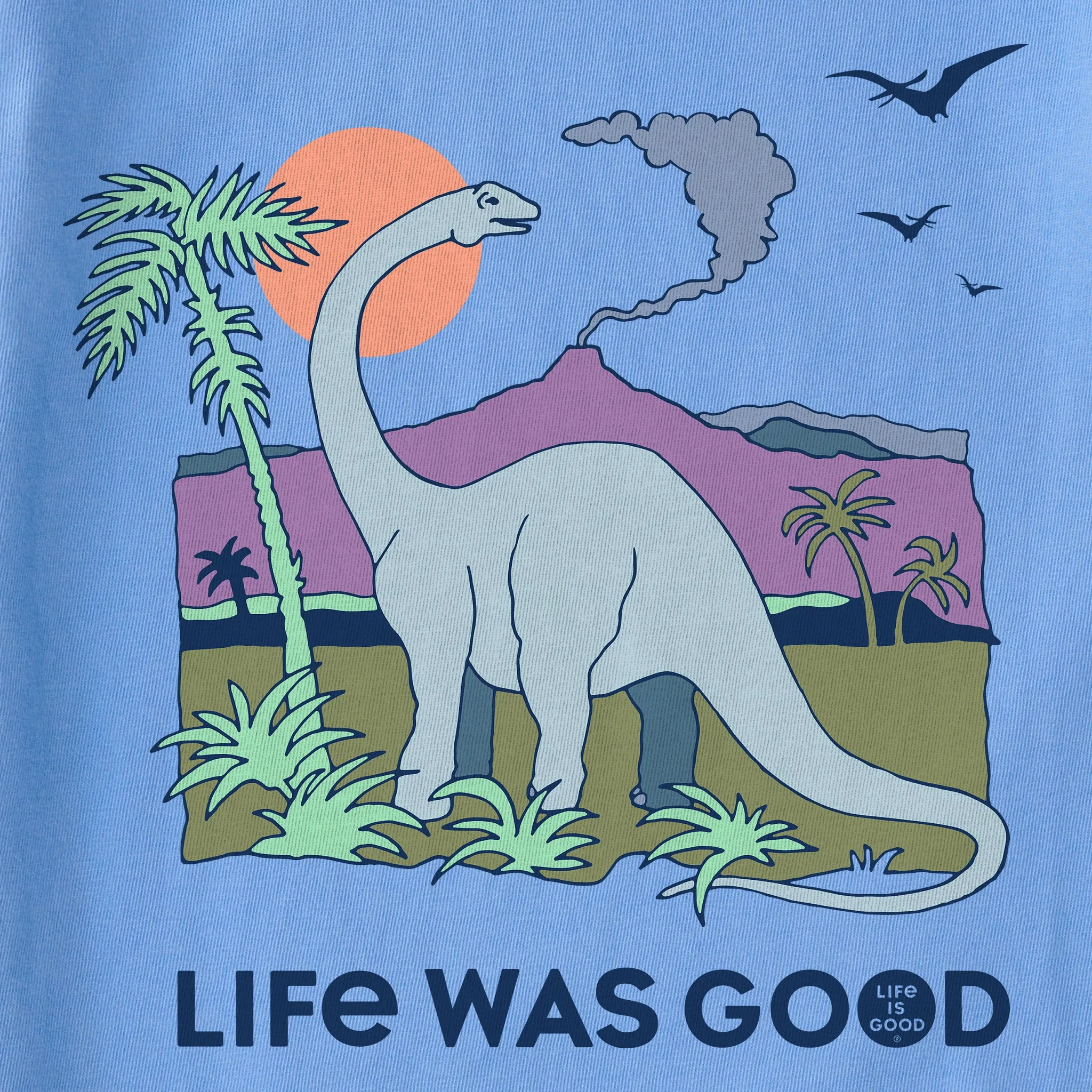 Women's Dinosaur Life was Good Long Sleeve Crusher Boxy Tee Life is Good