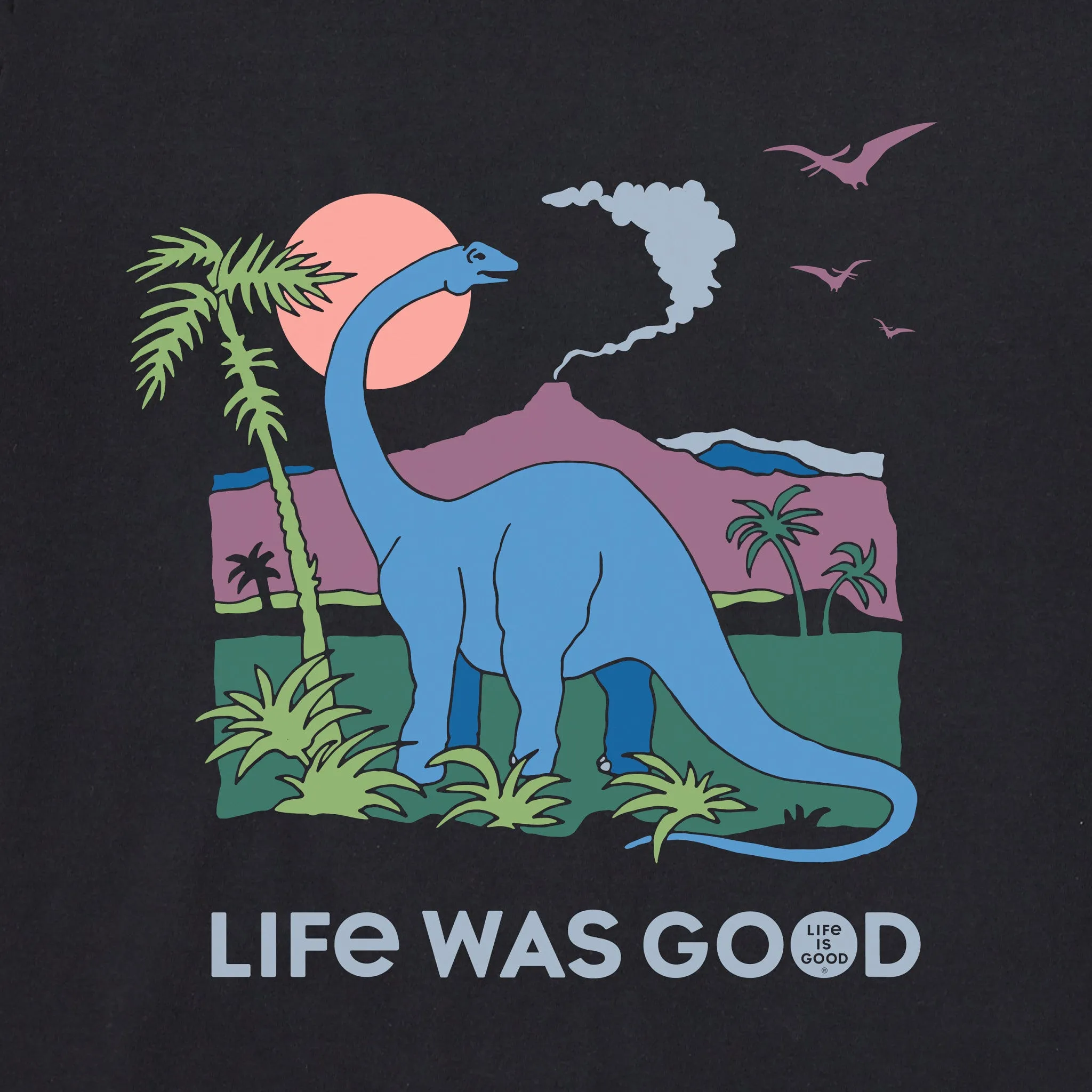 Women's Dinosaur Life was Good Long Sleeve Crusher Boxy Tee Life is Good