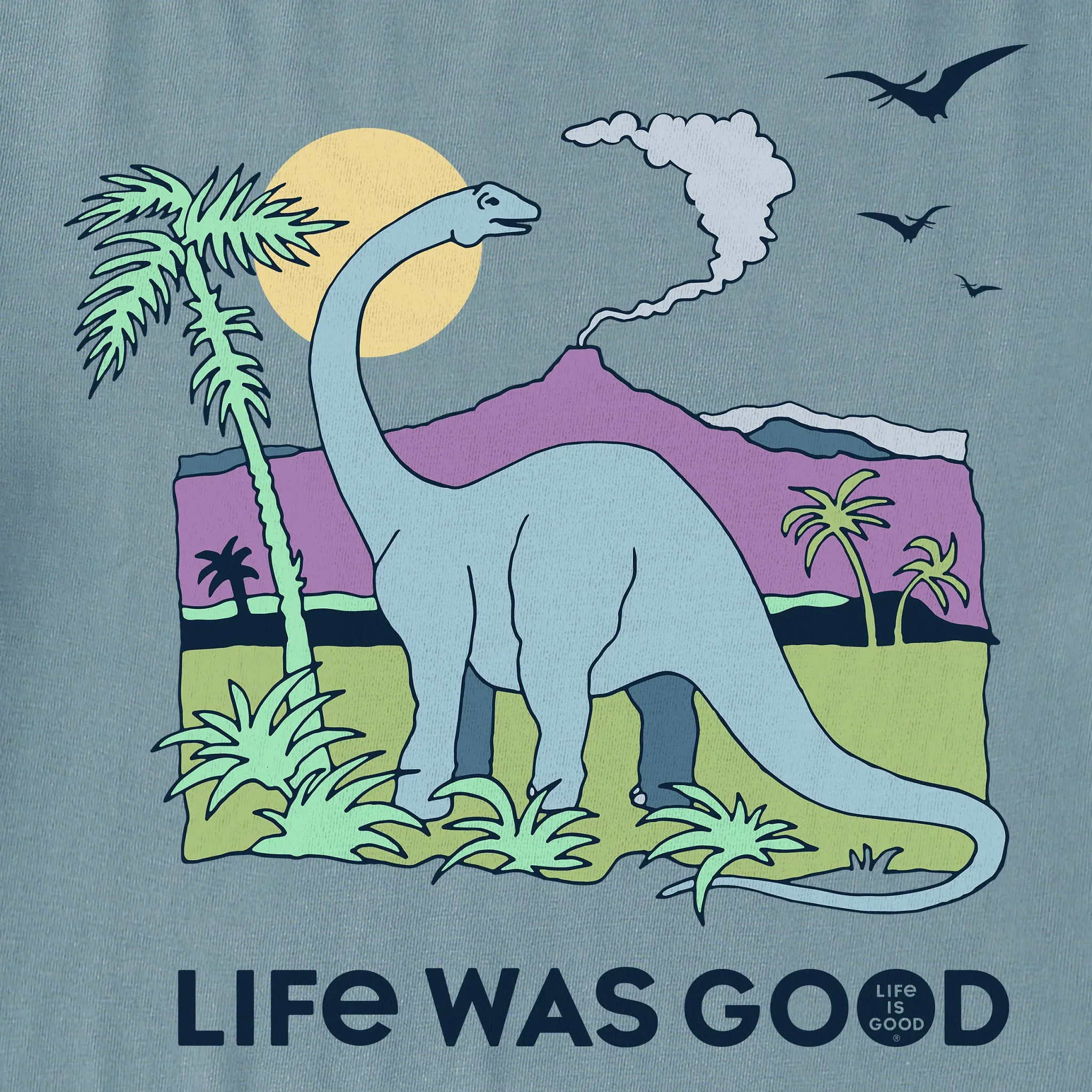 Women's Dinosaur Life was Good Long Sleeve Crusher Boxy Tee Life is Good