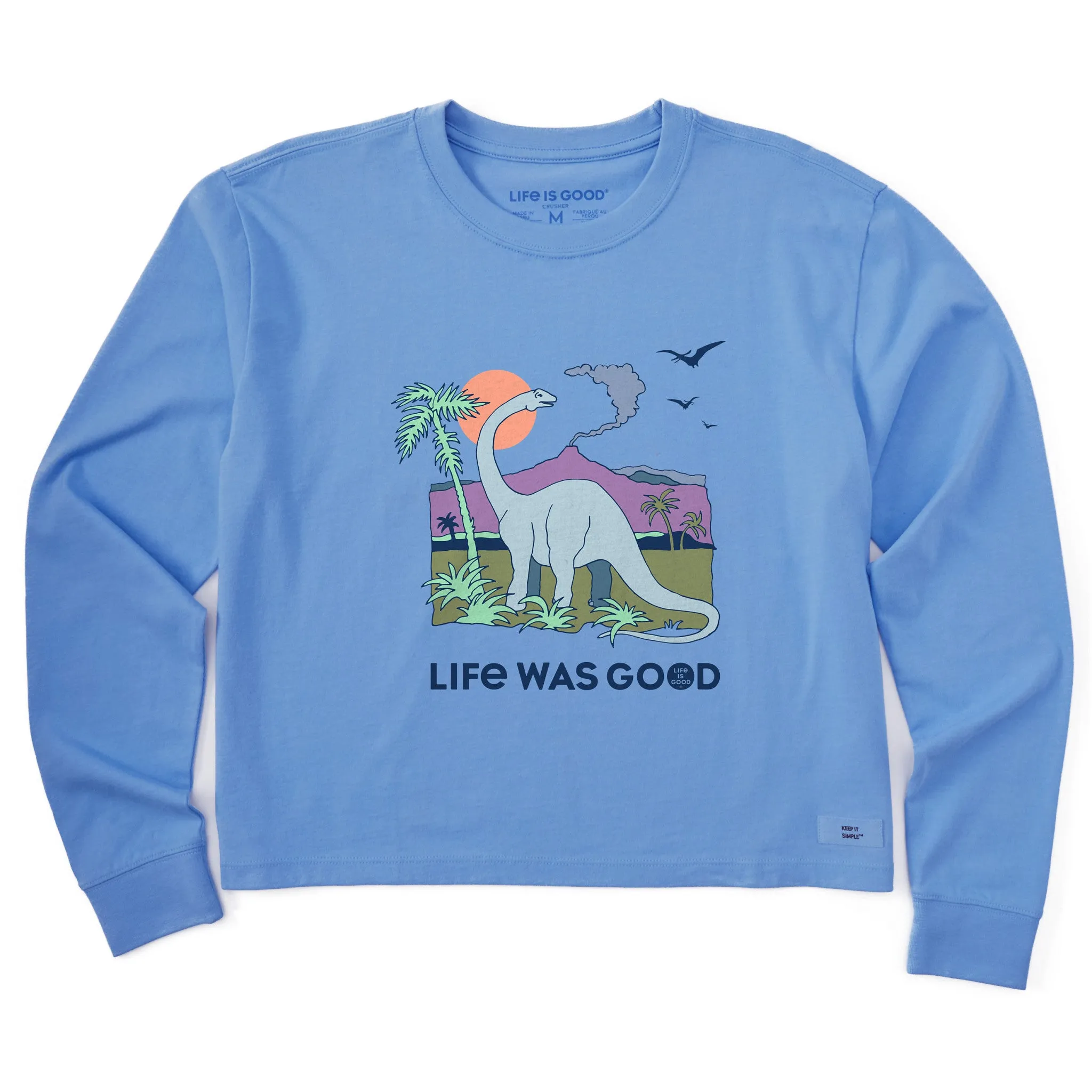 Women's Dinosaur Life was Good Long Sleeve Crusher Boxy Tee Life is Good