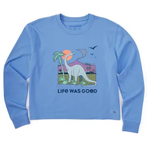 Women's Dinosaur Life was Good Long Sleeve Crusher Boxy Tee Life is Good