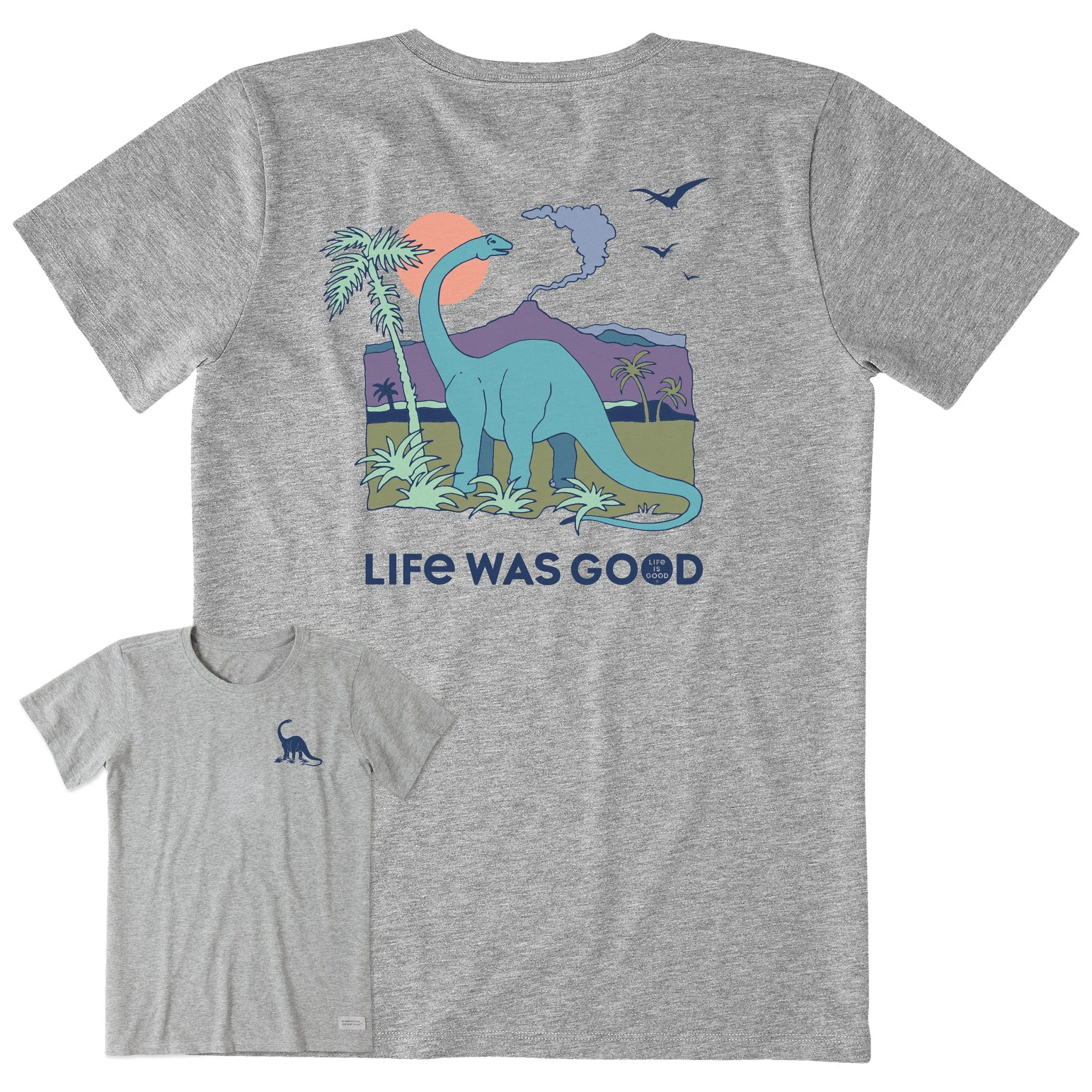 Women's Dinosaur Life was Good Short Sleeve Crusher Tee Life is Good