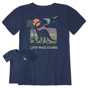 Women's Dinosaur Life was Good Short Sleeve Crusher Tee Life is Good