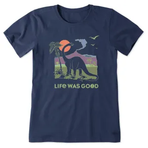Women's Dinosaur Life was Good Short Sleeve Crusher Tee Life is Good