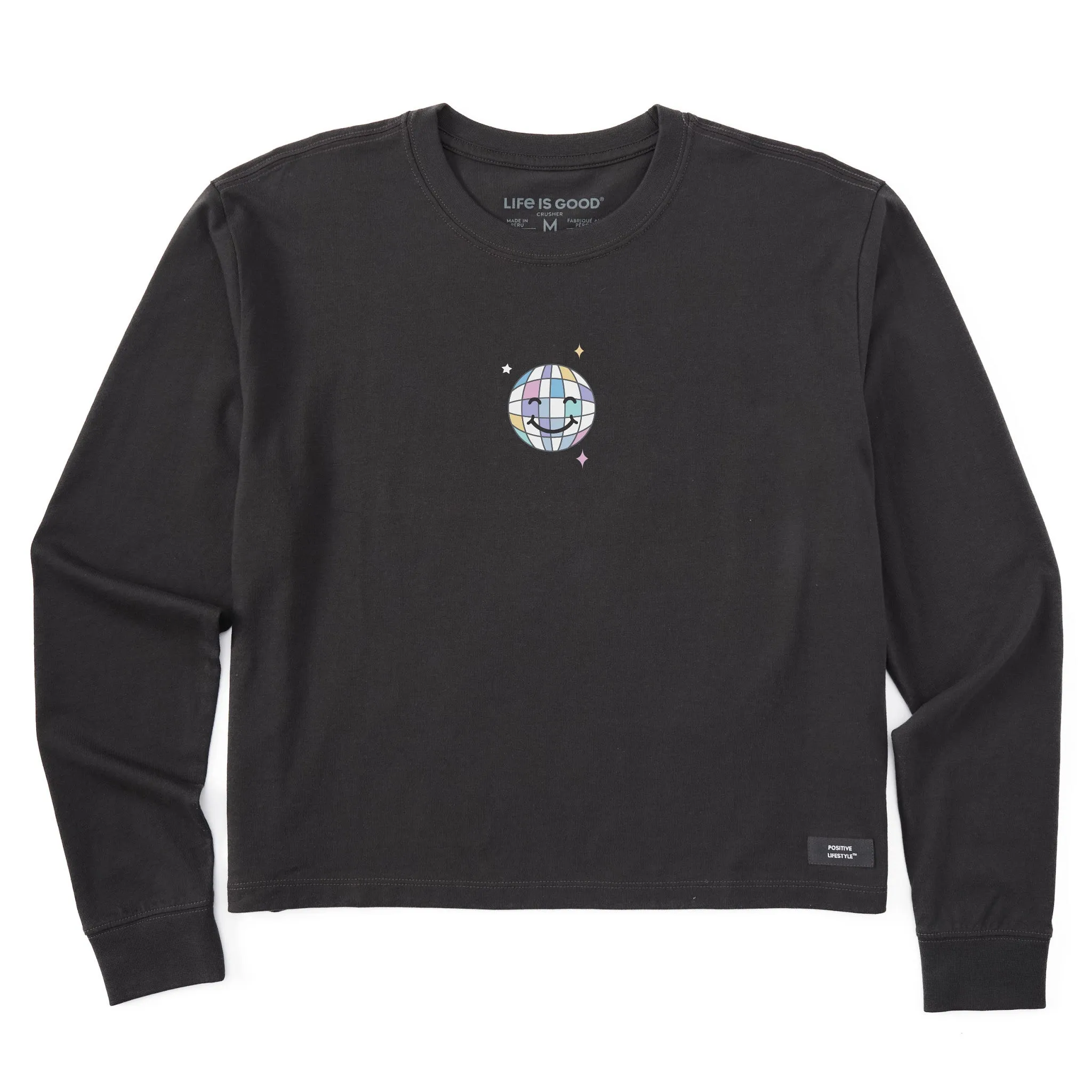 Women's Disco Ball Long Sleeve Crusher Boxy Tee Life is Good