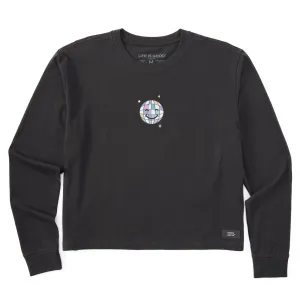 Women's Disco Ball Long Sleeve Crusher Boxy Tee Life is Good