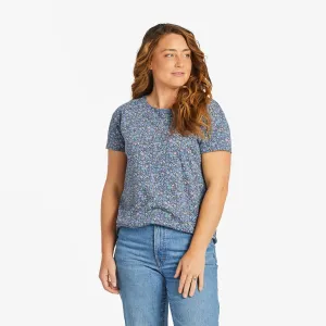 Women's Ditsy Floral Pattern Crusher-LITE Easy Tee Life is Good