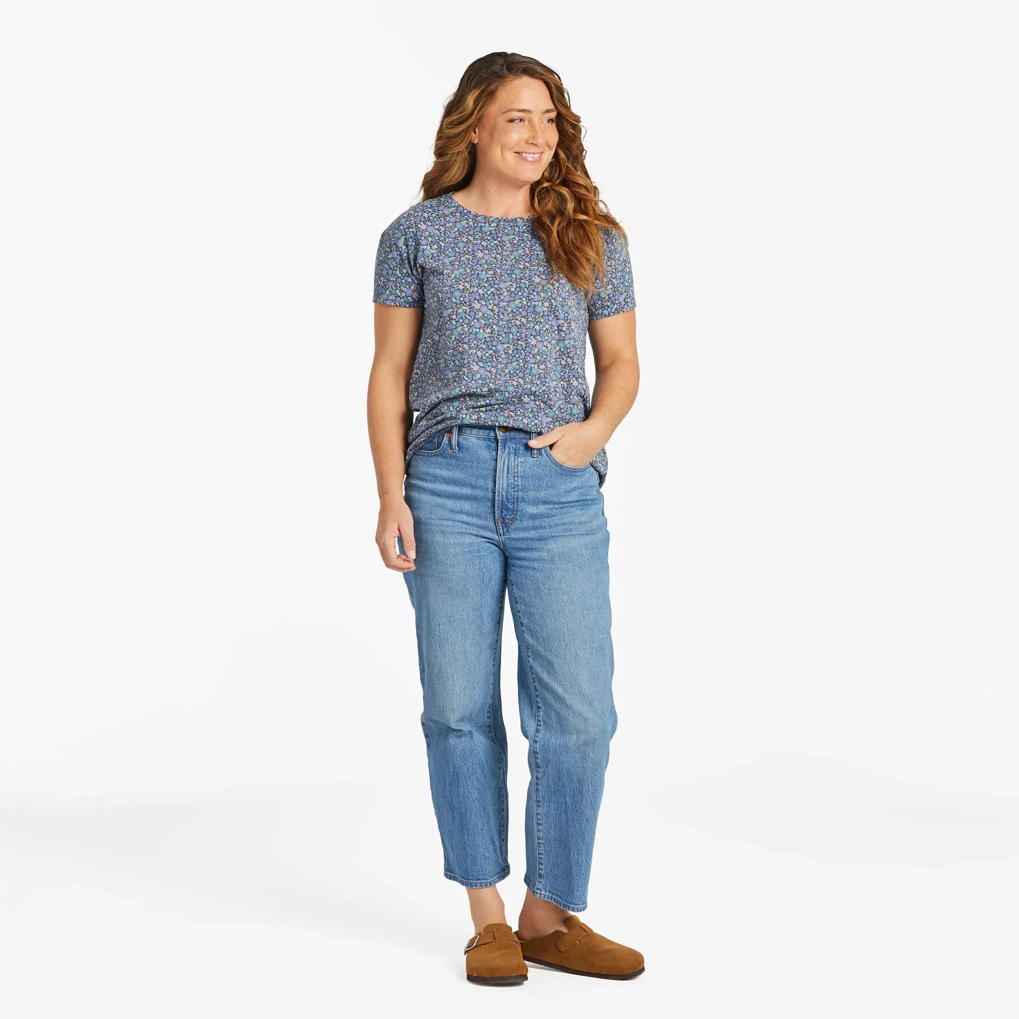 Women's Ditsy Floral Pattern Crusher-LITE Easy Tee Life is Good