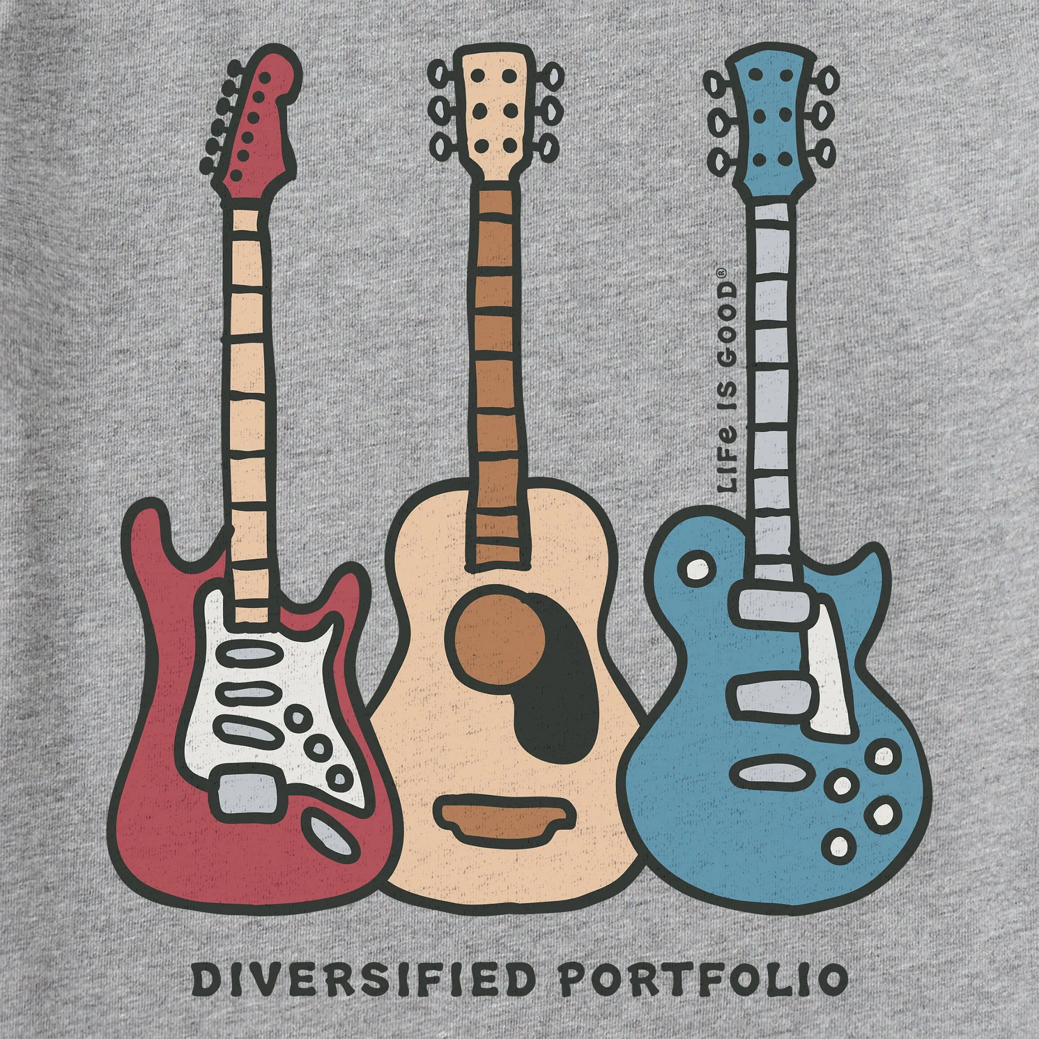 Women's Diversified Portfolio Guitars Short Sleeve Tee Life is Good