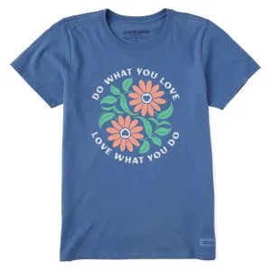 Women's Do What You Love Yin Yang Flowers Short Sleeve Crusher Tee Life is Good