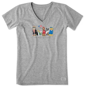 Women's Dog Days of Summer Baseball Short Sleeve Vee Life is Good