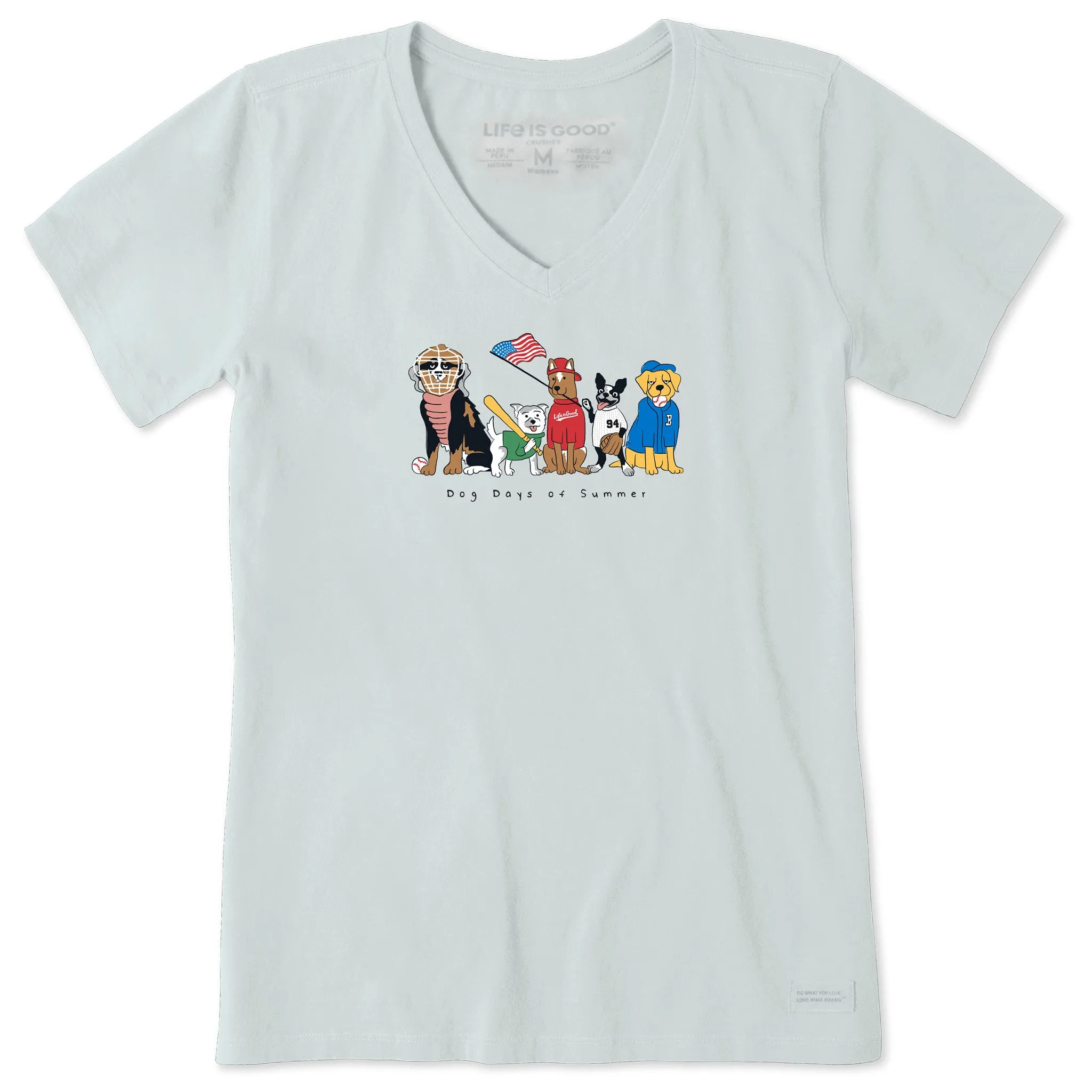 Women's Dog Days of Summer Baseball Short Sleeve Vee Life is Good