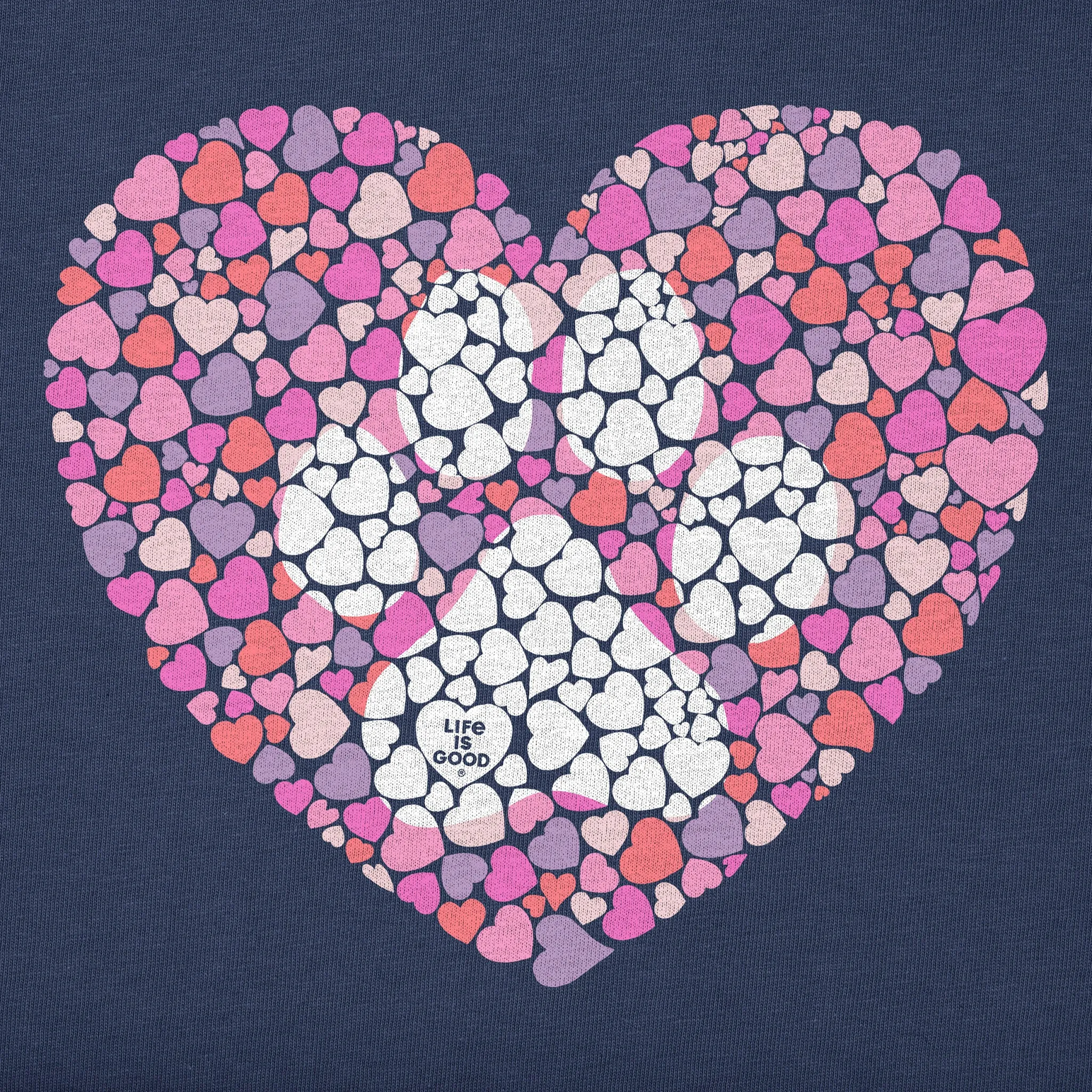 Women's Dog Paw Heart Short Sleeve Crusher-LITE Vee Life is Good