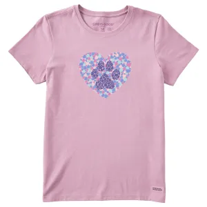 Women's Dog Paw Heart Short Sleeve Crusher Tee Life is Good
