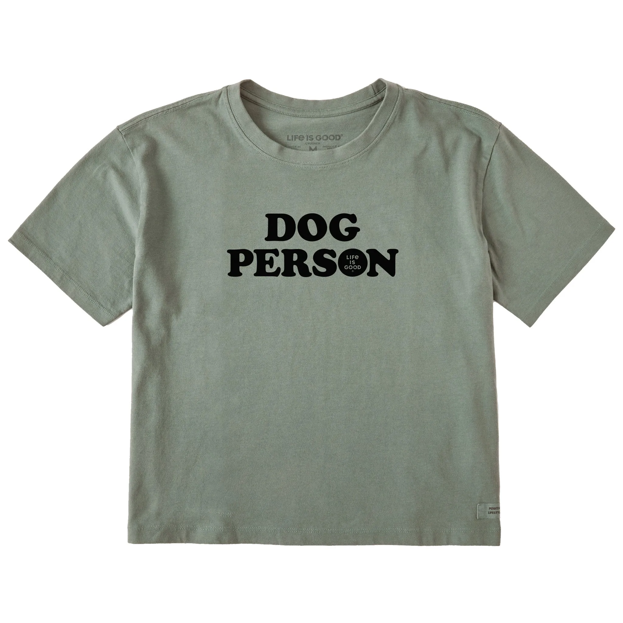 Women's Dog Person Text Short Sleeve Crusher Boxy Tee Life is Good