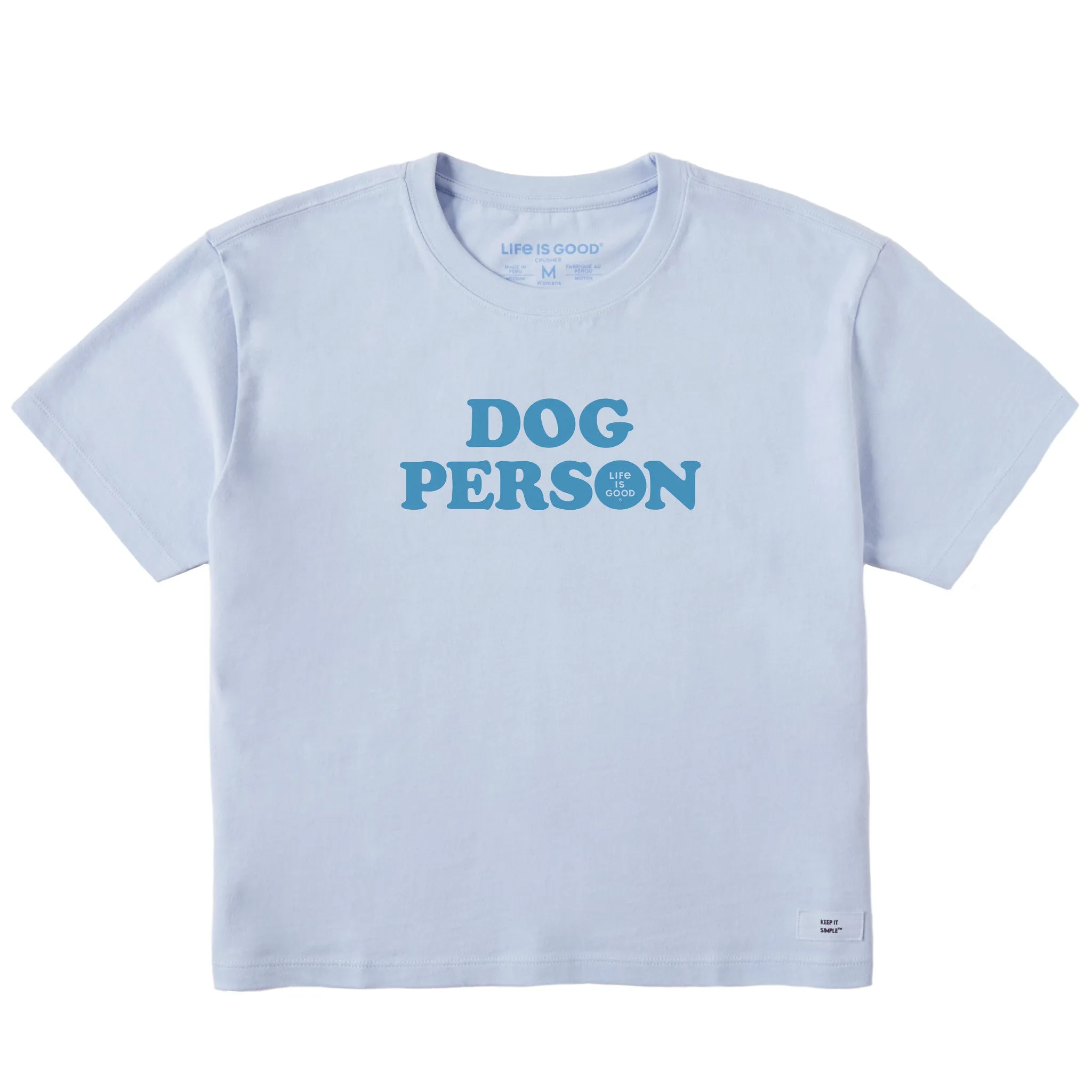Women's Dog Person Text Short Sleeve Crusher Boxy Tee Life is Good