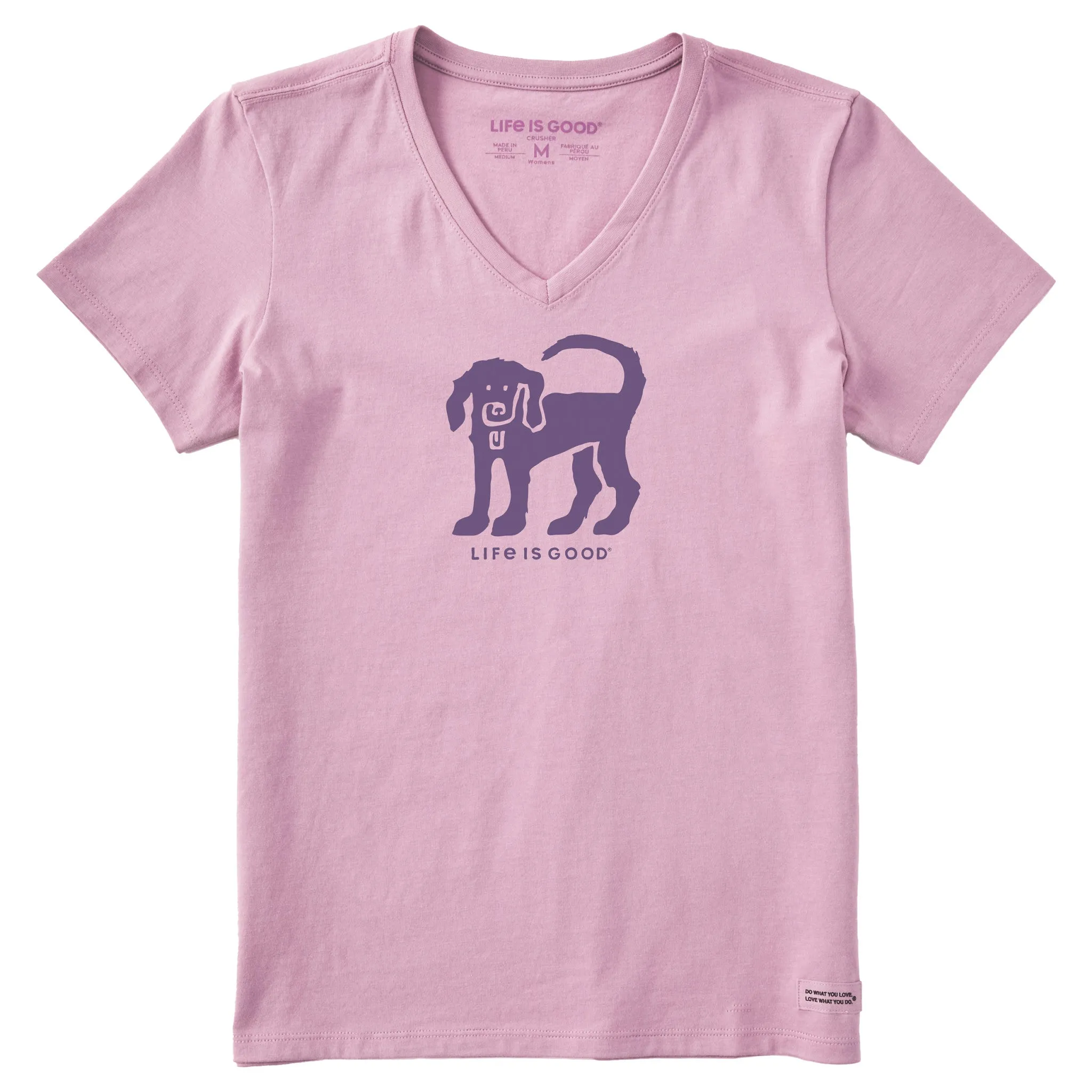 Women's Dog Stamp Short Sleeve Vee Life is Good