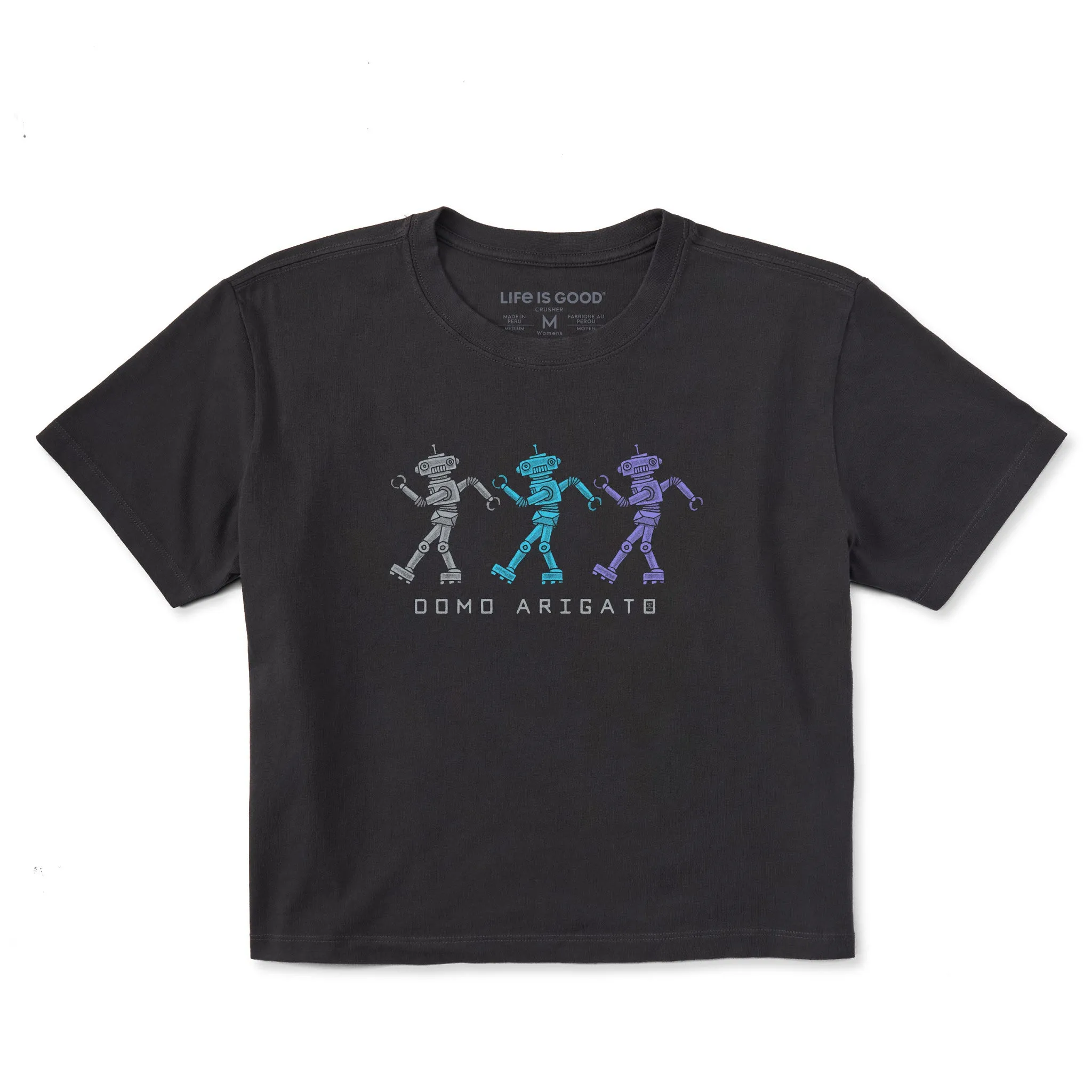 Women's Domo Arigato Robots Short Sleeve Crusher Boxy Tee Life is Good