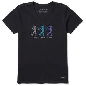 Women's Domo Arigato Robots Short Sleeve Crusher Vee Life is Good