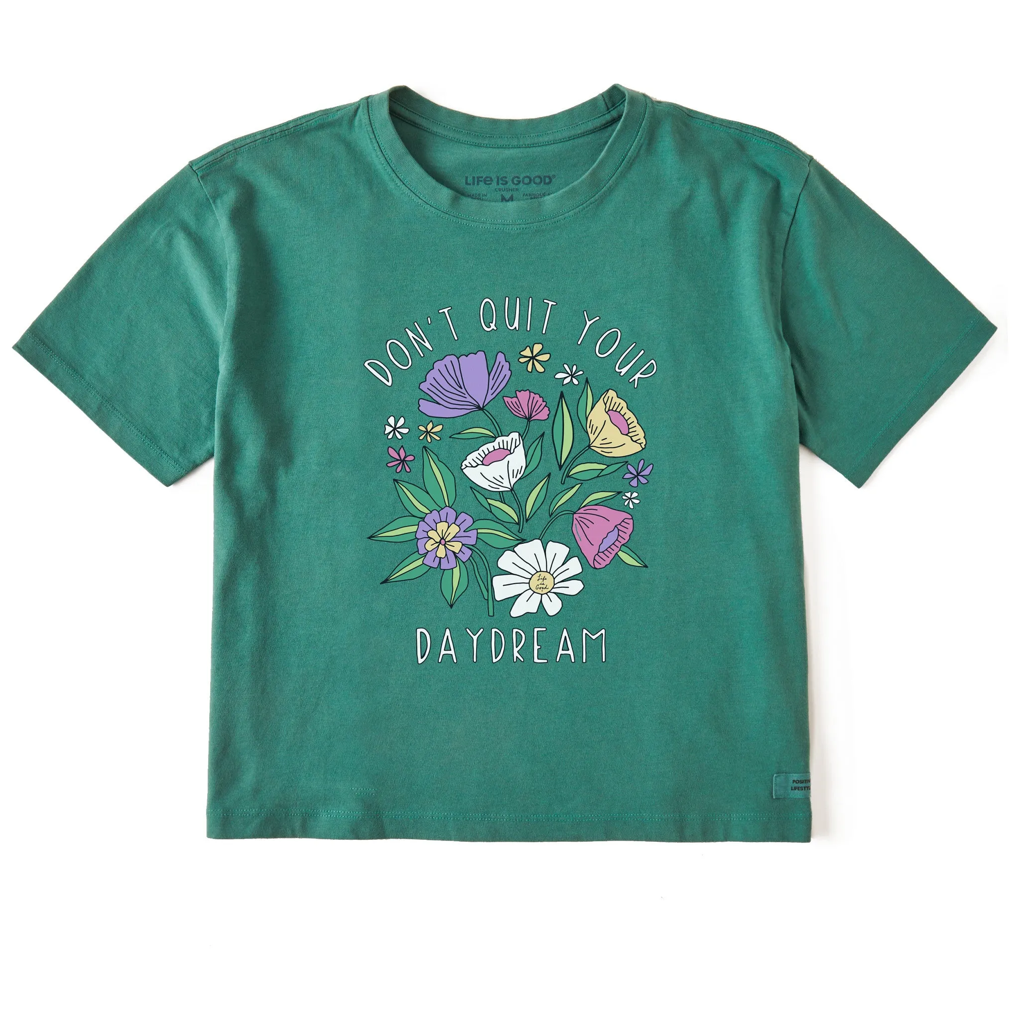 Women's Don't Quit Your Daydream Flowers Short Sleeve Crusher Boxy Tee Life is Good