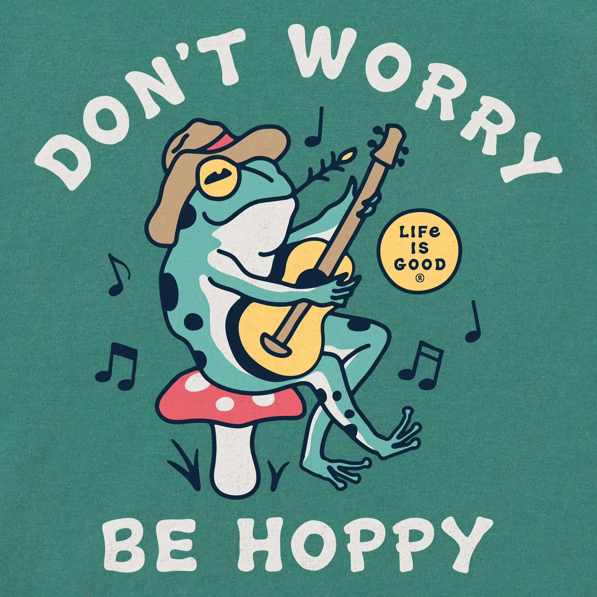 Women's Don't Worry Frog Guitar Short Sleeve Crusher Boxy Tee Life is Good