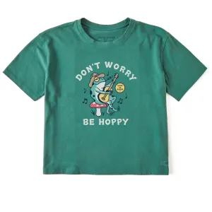 Women's Don't Worry Frog Guitar Short Sleeve Crusher Boxy Tee Life is Good