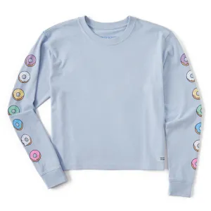 Women's Donuts Long Sleeve Crusher Boxy Tee Life is Good