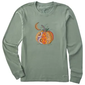 Women's Doodle Pumpkin Long Sleeve Crusher Tee Life is Good