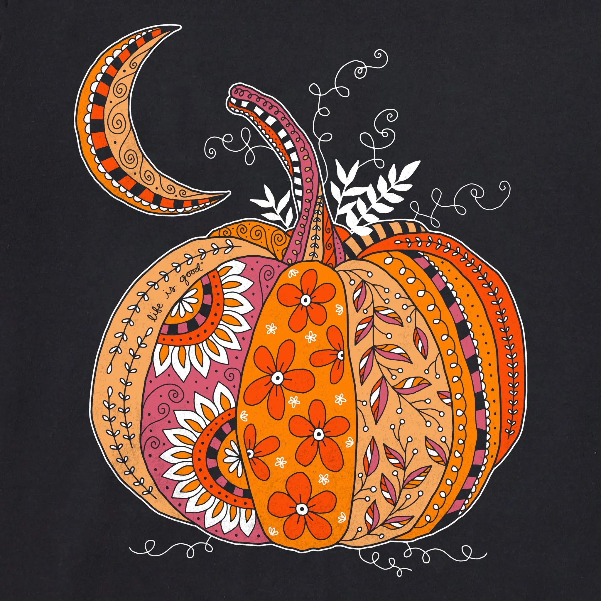 Women's Doodle Pumpkin Short Sleeve Crusher Tee Life is Good