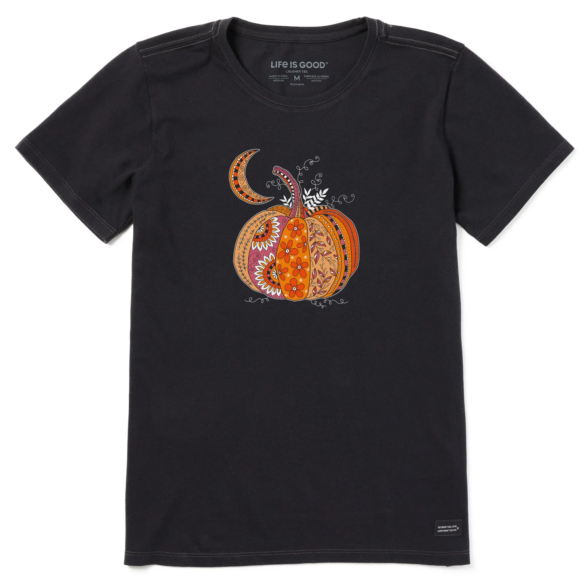 Women's Doodle Pumpkin Short Sleeve Crusher Tee Life is Good