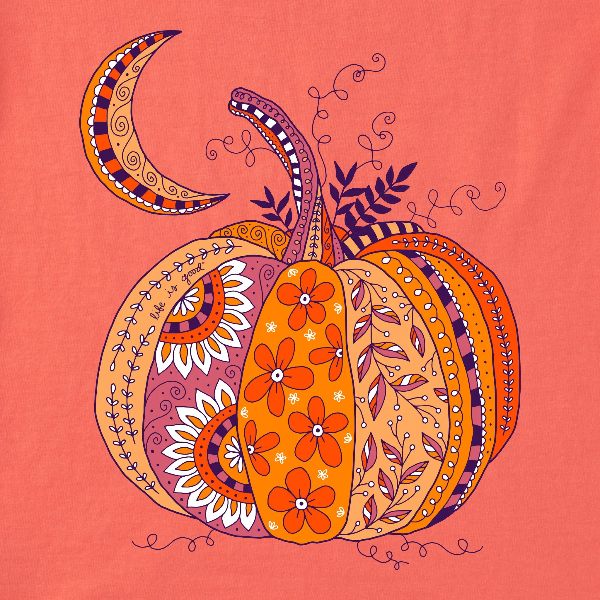 Women's Doodle Pumpkin Short Sleeve Crusher Tee Life is Good