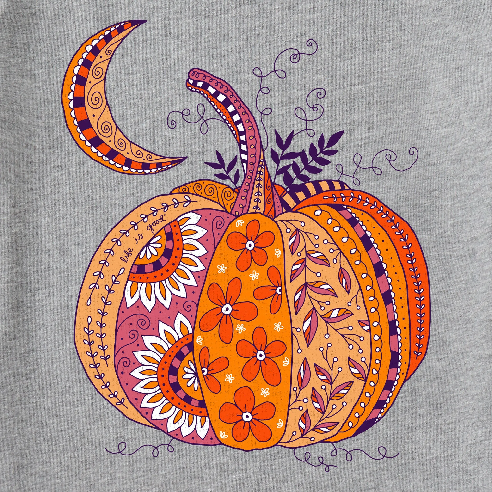 Women's Doodle Pumpkin Short Sleeve Crusher Tee Life is Good