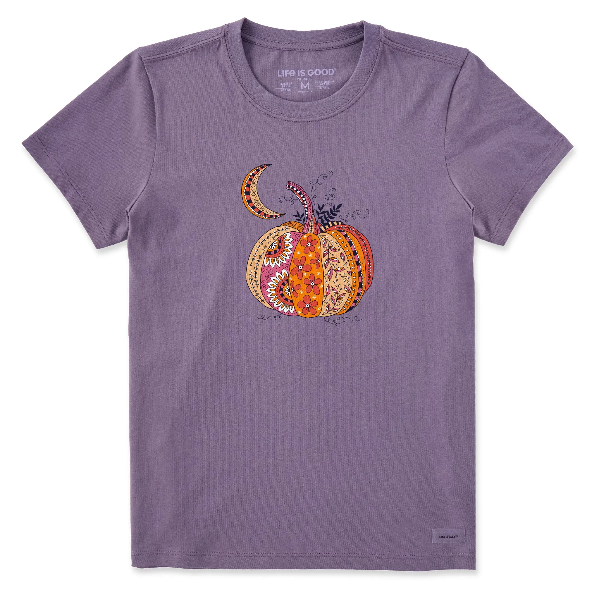 Women's Doodle Pumpkin Short Sleeve Crusher Tee Life is Good