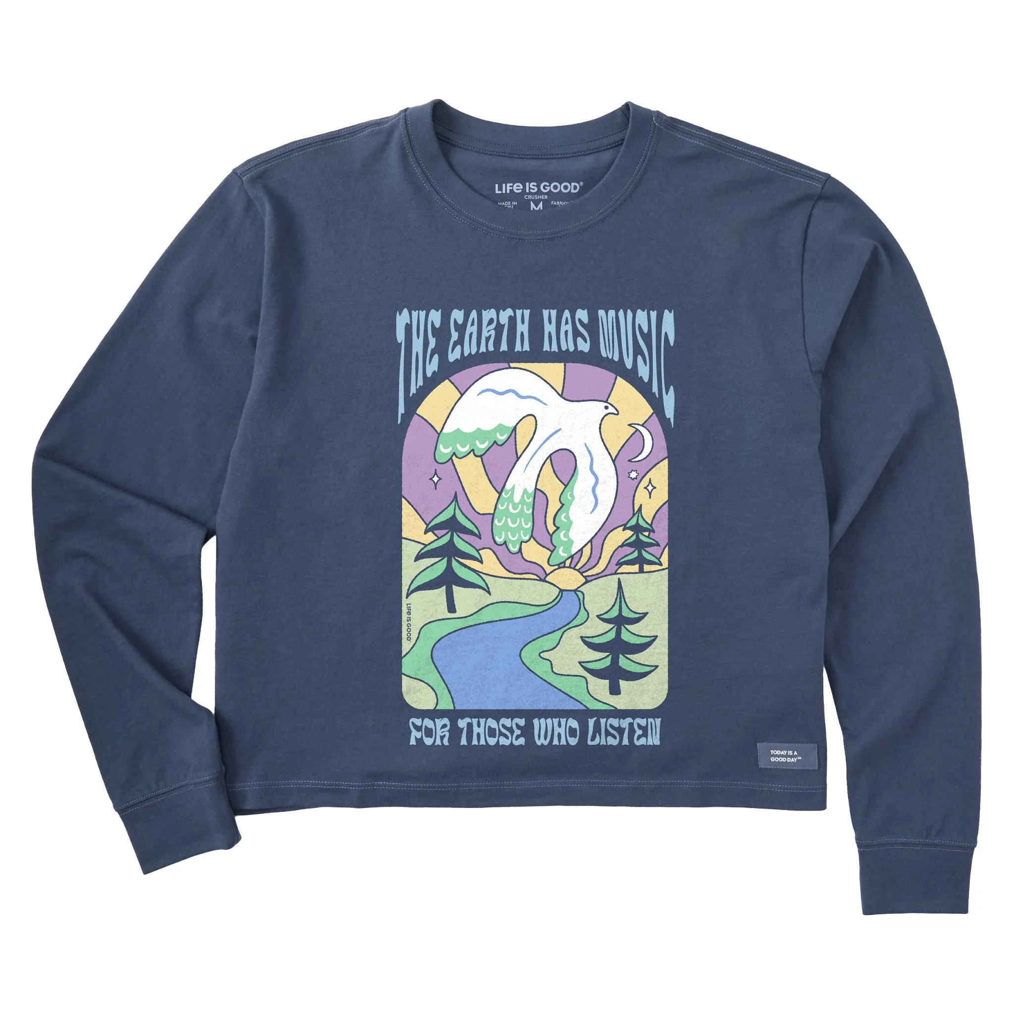 Women's Dove Earth Has Music Long Sleeve Crusher Boxy Tee Life is Good