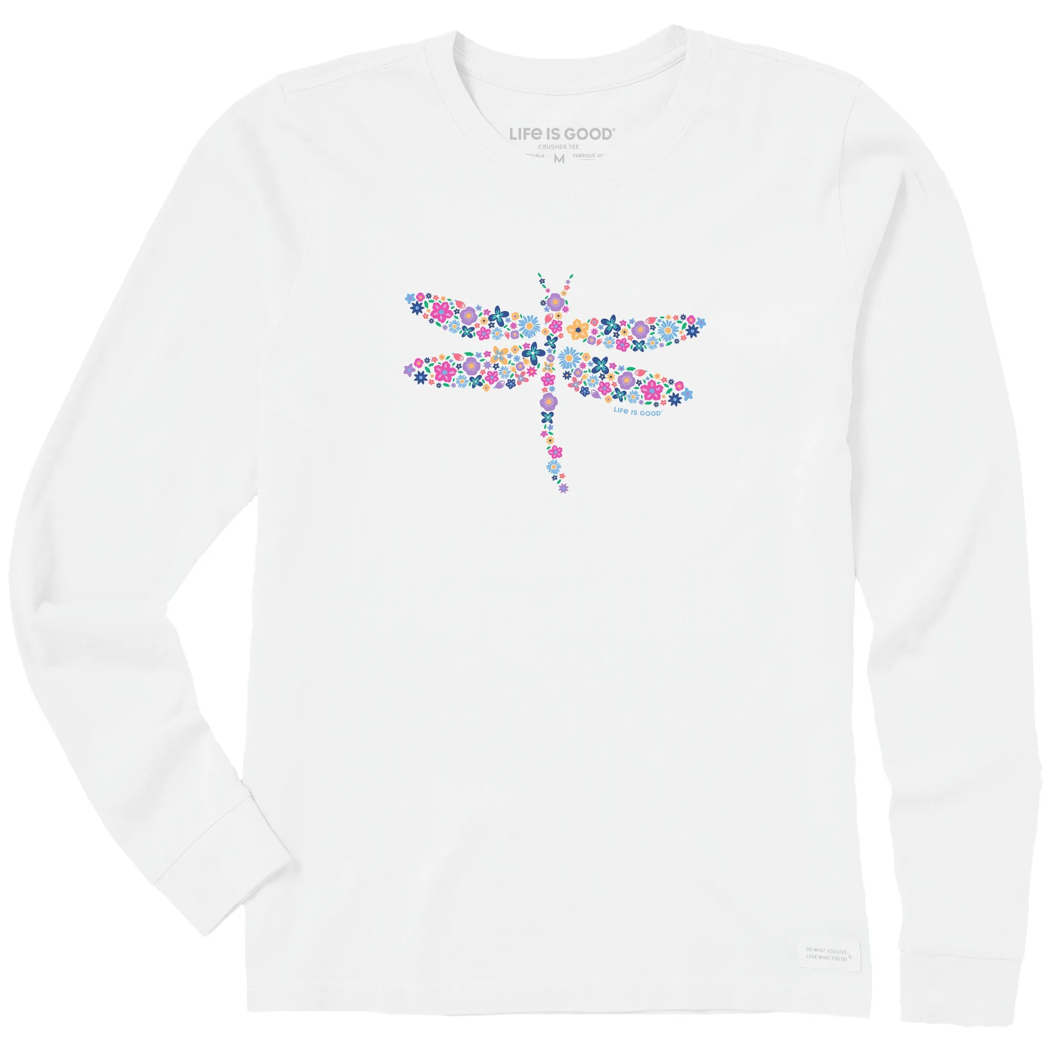 Women's Dragonfly Flowers Long Sleeve Crusher Tee Life is Good