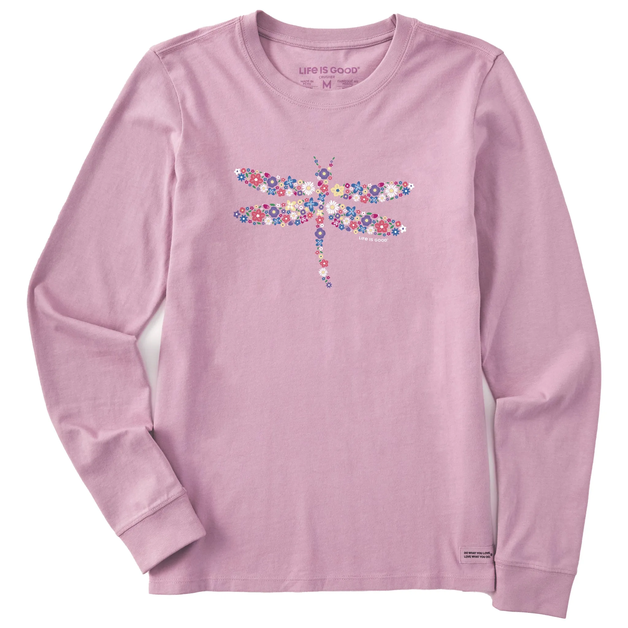 Women's Dragonfly Flowers Long Sleeve Crusher Tee Life is Good