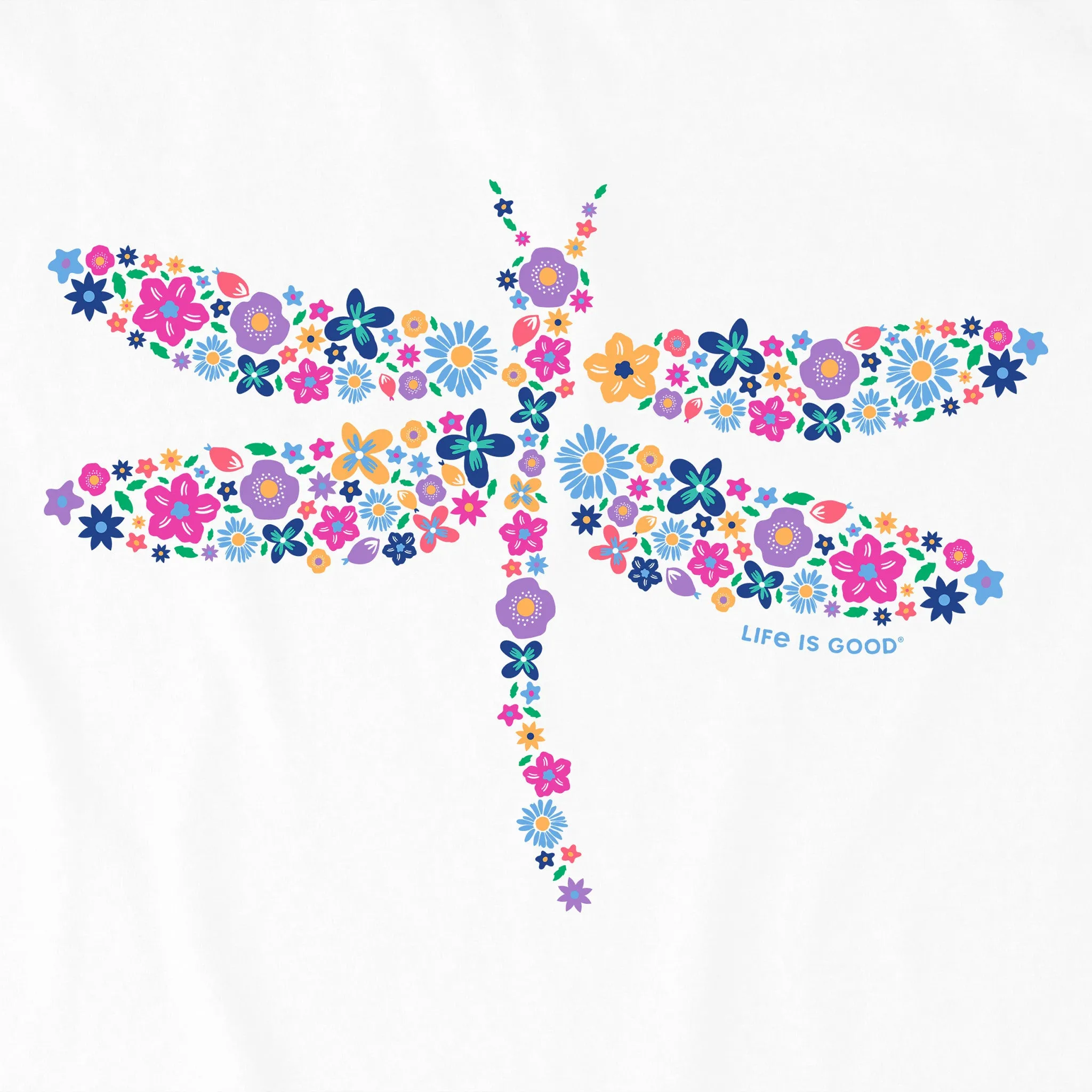 Women's Dragonfly Flowers Long Sleeve Crusher Tee Life is Good
