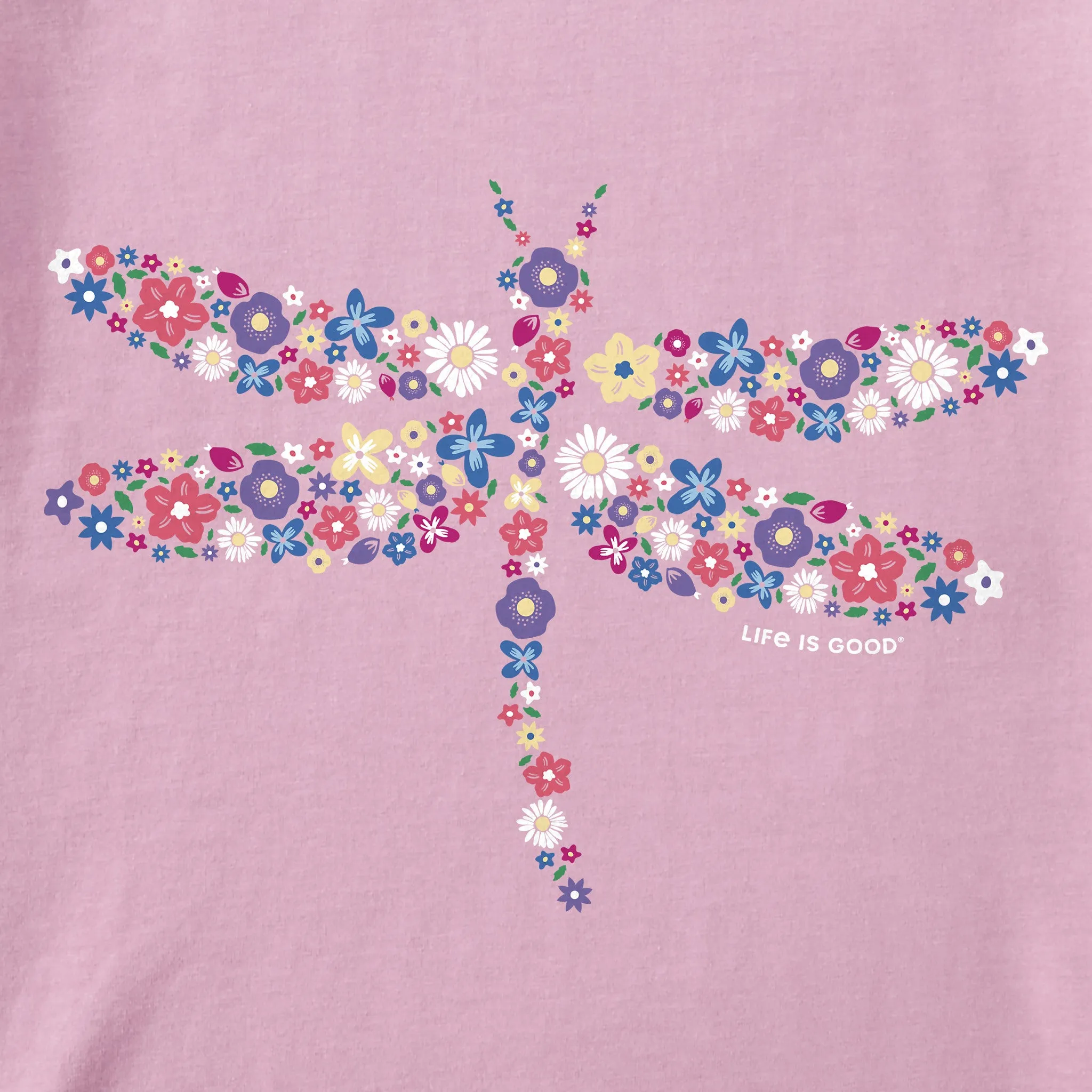 Women's Dragonfly Flowers Long Sleeve Crusher Tee Life is Good