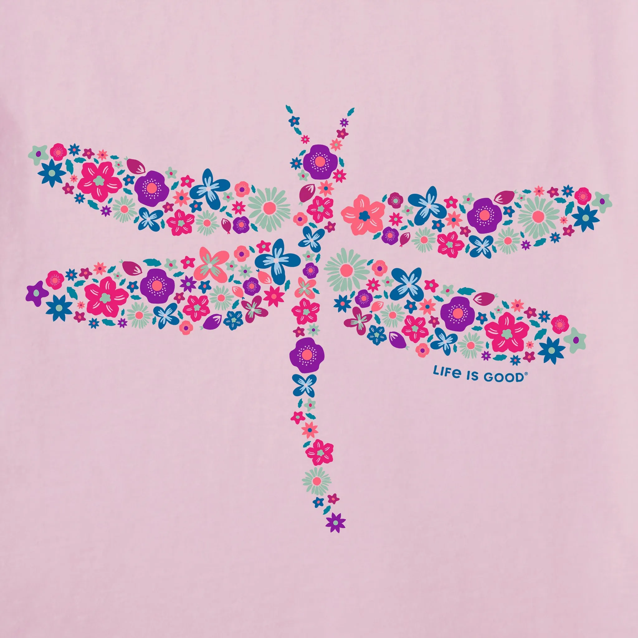 Women's Dragonfly Flowers Long Sleeve Crusher Tee Life is Good