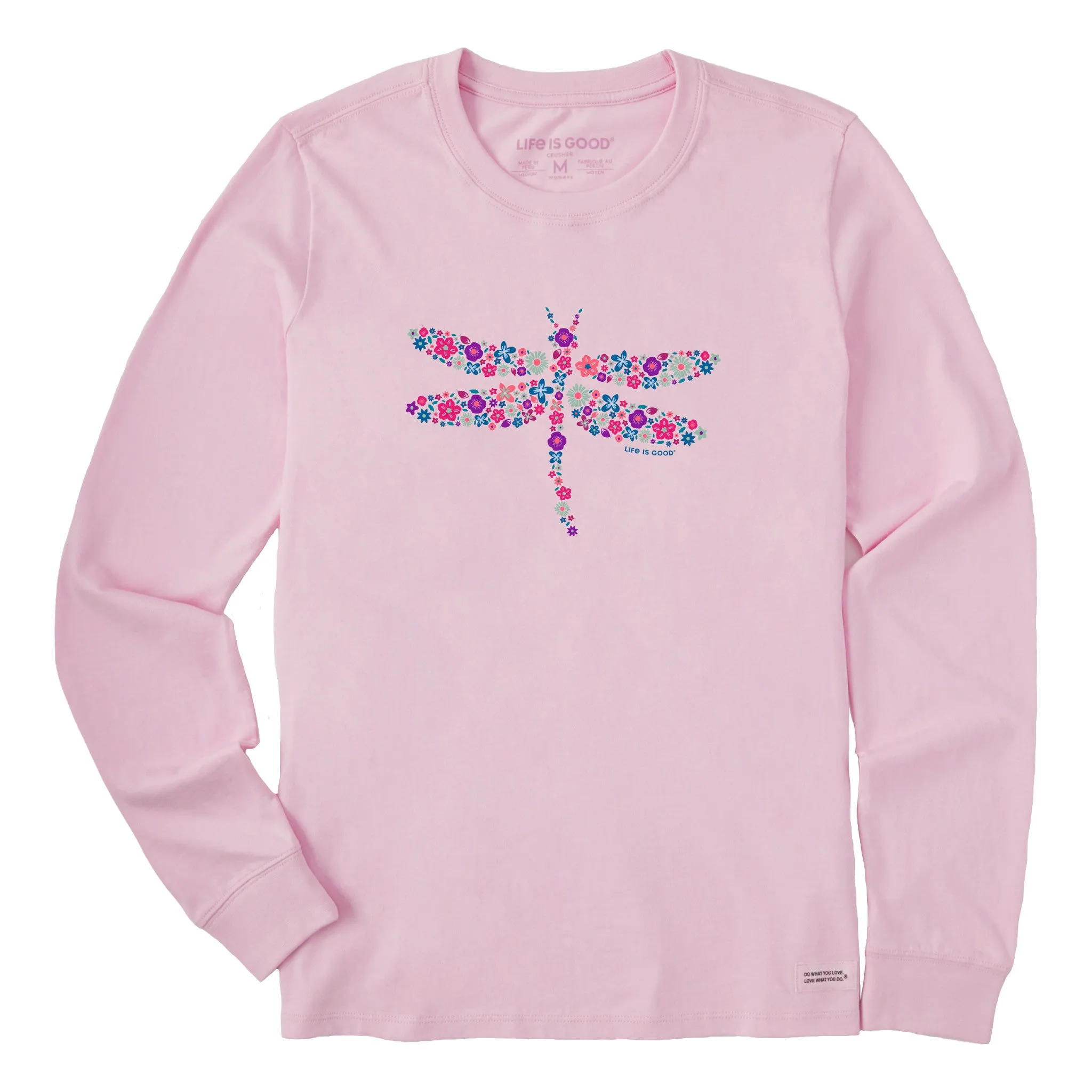 Women's Dragonfly Flowers Long Sleeve Crusher Tee Life is Good