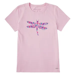Women's Dragonfly Flowers Short Sleeve Tee Life is Good