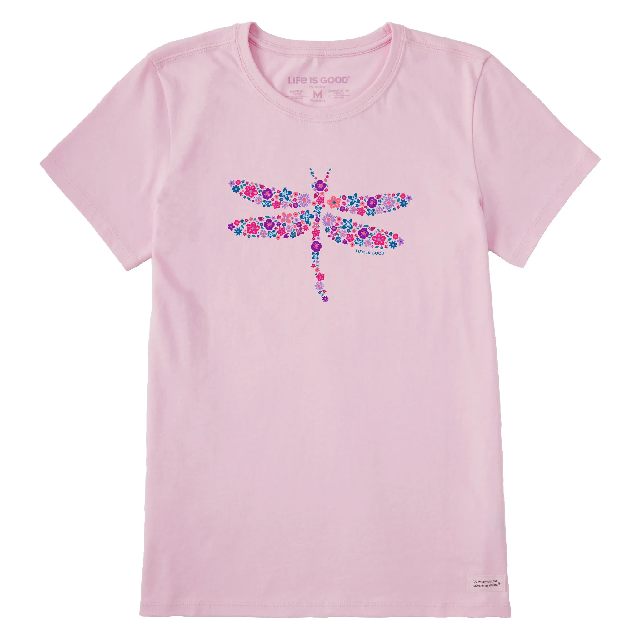 Women's Dragonfly Flowers Short Sleeve Tee Life is Good