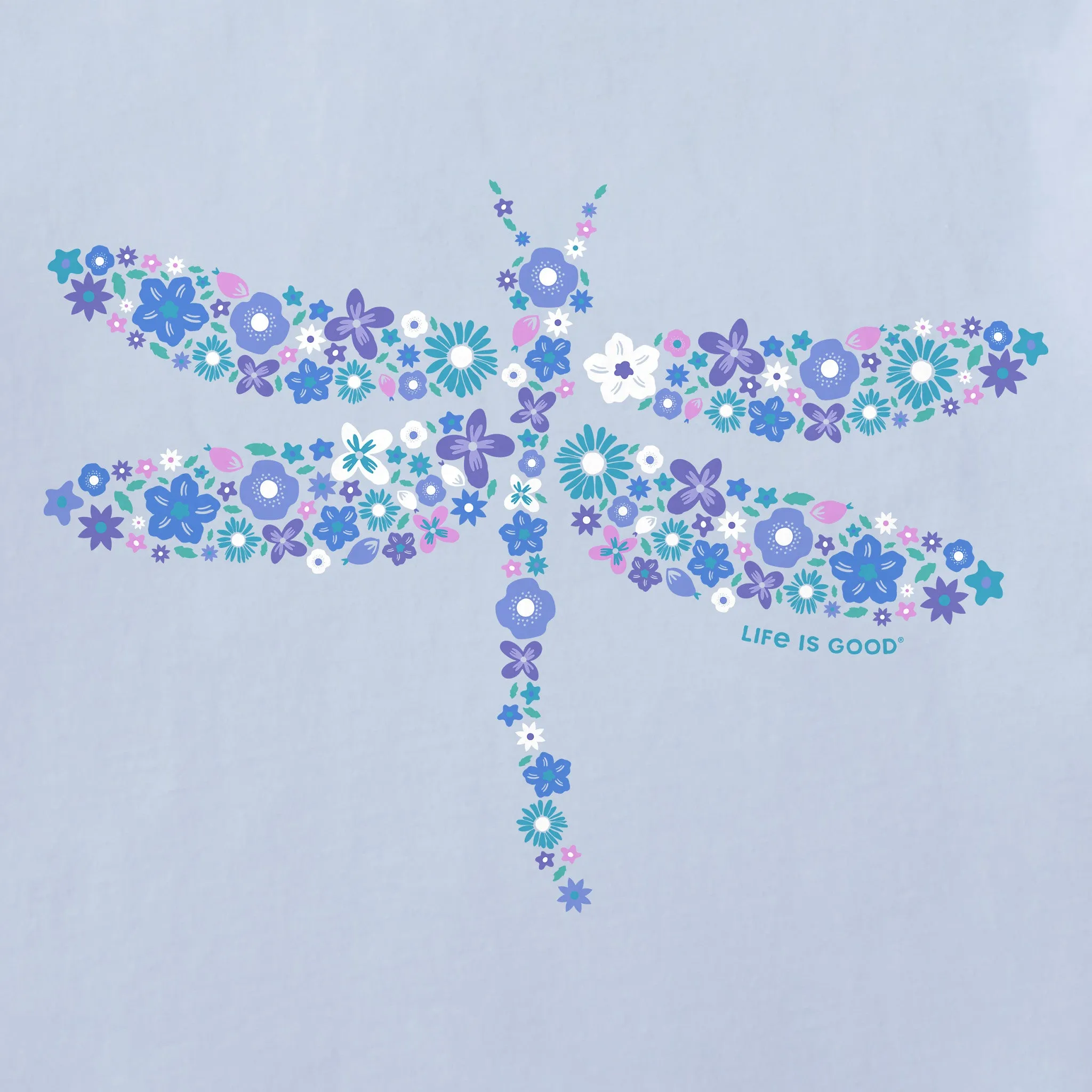 Women's Dragonfly Flowers Short Sleeve Tee Life is Good